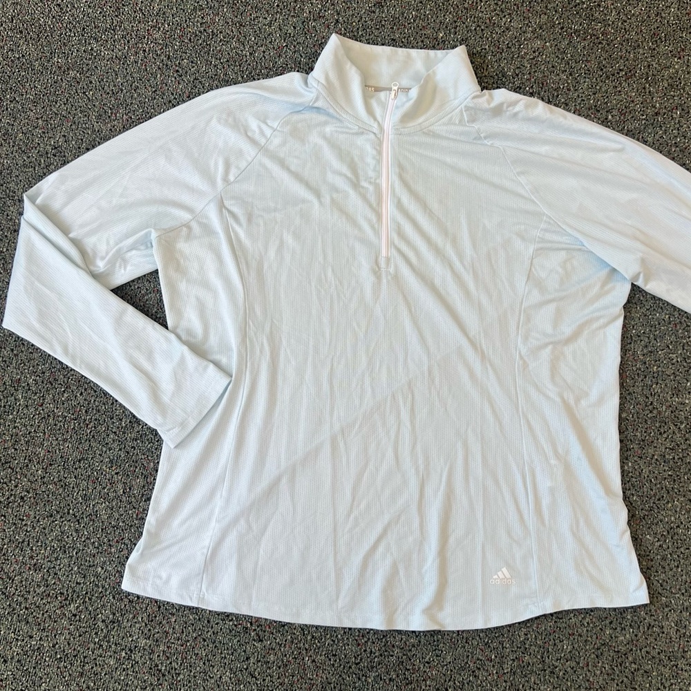 ADIDAS Pastel Blue Golf Moisture Wicking Mesh Breathable Workout Shirt Top Sz 2X